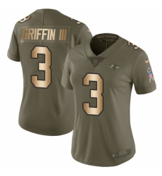 Women's Nike Baltimore Ravens #3 Robert Griffin III Limited Olive/Gold Salute to Service NFL Jersey