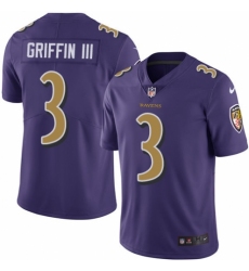 Youth Nike Baltimore Ravens #3 Robert Griffin III Limited Purple Rush Vapor Untouchable NFL Jersey