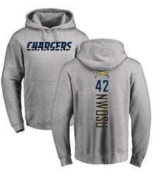 NFL Nike Los Angeles Chargers #42 Uchenna Nwosu Ash Backer Pullover Hoodie