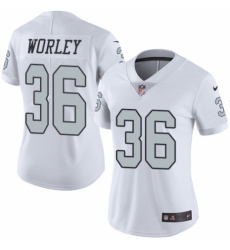 Women's Nike Oakland Raiders #36 Daryl Worley Limited White Rush Vapor Untouchable NFL Jersey