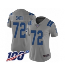 Women's Indianapolis Colts #72 Braden Smith Limited Gray Inverted Legend 100th Season Football Jersey