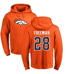 NFL Nike Denver Broncos #28 Royce Freeman Orange Name & Number Logo Pullover Hoodie