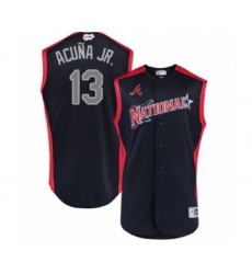 Men's Atlanta Braves #13 Ronald Acuna Jr. Authentic Navy Blue National League 2019 Baseball All-Star Jersey