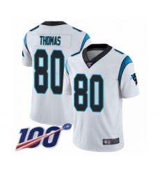 Men's Carolina Panthers #80 Ian Thomas White Vapor Untouchable Limited Player 100th Season Football Jersey
