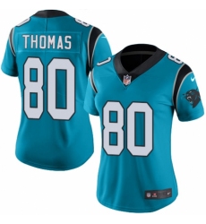 Women's Nike Carolina Panthers #80 Ian Thomas Blue Alternate Vapor Untouchable Limited Player NFL Jersey