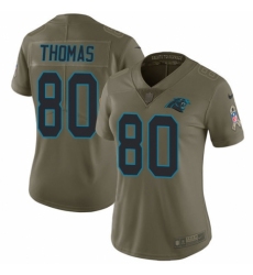 Women's Nike Carolina Panthers #80 Ian Thomas Limited Olive 2017 Salute to Service NFL Jersey