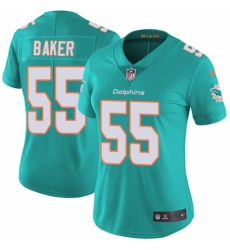 Women's Nike Miami Dolphins #55 Jerome Baker Aqua Green Team Color Vapor Untouchable Limited Player NFL Jersey