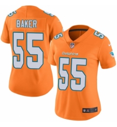 Women's Nike Miami Dolphins #55 Jerome Baker Limited Orange Rush Vapor Untouchable NFL Jersey