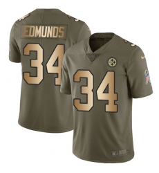 Men's Nike Pittsburgh Steelers #34 Terrell Edmunds Limited Olive Gold 2017 Salute to Service NFL Jersey