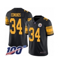 Men's Pittsburgh Steelers #34 Terrell Edmunds Limited Black Rush Vapor Untouchable 100th Season Football Jersey