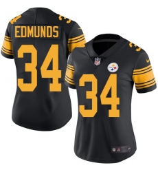 Women's Nike Pittsburgh Steelers #34 Terrell Edmunds Limited Black Rush Vapor Untouchable NFL Jersey