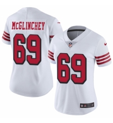 Women's Nike San Francisco 49ers #69 Mike McGlinchey Limited White Rush Vapor Untouchable NFL Jersey