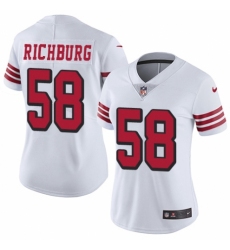 Women's Nike San Francisco 49ers #58 Weston Richburg Limited White Rush Vapor Untouchable NFL Jersey