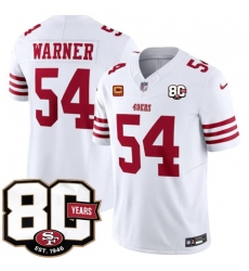 Men's San Francisco 49ers #54 Fred Warner White 80th Anniversary And 4-Star C 2026 F.U.S.E. Vapor Untouchable Limited Football Stitched Jersey