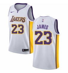 Men's Nike Los Angeles Lakers #23 LeBron James Authentic White NBA Jersey - Association Edition