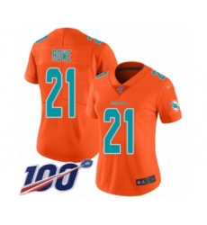 Women's Miami Dolphins #27 Kalen Ballage Limited Orange Inverted Legend 100th Season Football Jersey