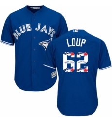 Men's Majestic Toronto Blue Jays #62 Aaron Loup Authentic Blue Team Logo Fashion MLB Jersey
