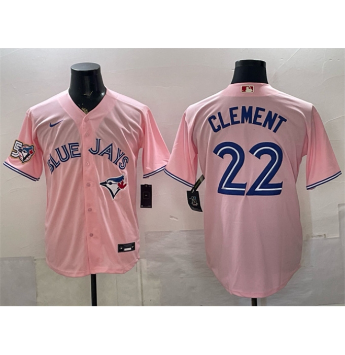 Men's Toronto Blue Jays #22 Ernie Clement Pink 50 Seasons Stitched Baseball Jersey