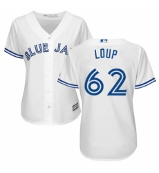 Women's Majestic Toronto Blue Jays #62 Aaron Loup Replica White Home MLB Jersey