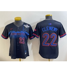 Women's Toronto Blue Jays #22 Ernie Clement Navy 2025 World Series City Connect Limited Stitched Baseball Jersey(Run Small)