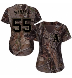 Women's Majestic Oakland Athletics #55 Sean Manaea Authentic Camo Realtree Collection Flex Base MLB Jersey