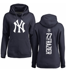 MLB Women's Nike New York Yankees #77 Clint Frazier Navy Blue Backer Pullover Hoodie