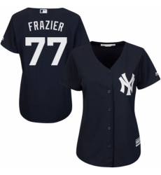 Women's Majestic New York Yankees #77 Clint Frazier Authentic Navy Blue Alternate MLB Jersey