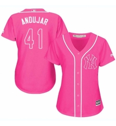 Women's Majestic New York Yankees #41 Miguel Andujar Authentic Pink Fashion Cool Base MLB Jersey