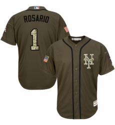 Men's Majestic New York Mets #1 Amed Rosario Authentic Green Salute to Service MLB Jersey