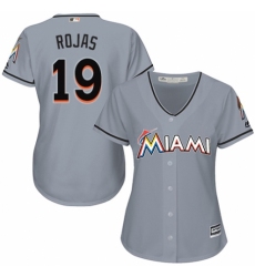 Women's Majestic Miami Marlins #19 Miguel Rojas Authentic Grey Road Cool Base MLB Jersey
