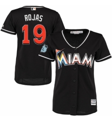Women's Majestic Miami Marlins #19 Miguel Rojas Replica Black Alternate 2 Cool Base MLB Jersey