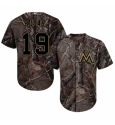Youth Majestic Miami Marlins #19 Miguel Rojas Authentic Camo Realtree Collection Flex Base MLB Jersey