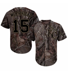 Men's Majestic Kansas City Royals #15 Whit Merrifield Authentic Camo Realtree Collection Flex Base MLB Jersey