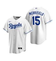 Men's Nike Kansas City Royals #15 Whit Merrifield White Home Stitched Baseball Jersey
