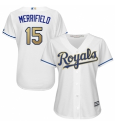 Women's Majestic Kansas City Royals #15 Whit Merrifield Authentic White Home Cool Base MLB Jersey