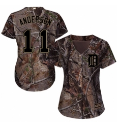 Women's Majestic Detroit Tigers #11 Sparky Anderson Authentic Camo Realtree Collection Flex Base MLB Jersey