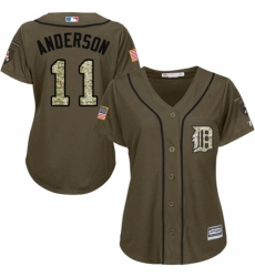 Women's Majestic Detroit Tigers #11 Sparky Anderson Authentic Green Salute to Service MLB Jersey