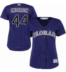 Women's Majestic Colorado Rockies #44 Tyler Anderson Authentic Purple Alternate 1 Cool Base MLB Jersey