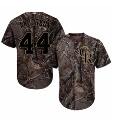Youth Majestic Colorado Rockies #44 Tyler Anderson Authentic Camo Realtree Collection Flex Base MLB Jersey