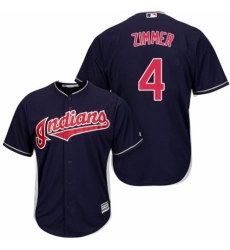 Youth Majestic Cleveland Indians #4 Bradley Zimmer Authentic Navy Blue Alternate 1 Cool Base MLB Jersey
