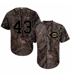 Men's Majestic Cincinnati Reds #43 Scott Schebler Authentic Camo Realtree Collection Flex Base MLB Jersey