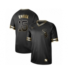 Men's Chicago White Sox #15 Adam Engel Authentic Black Gold Fashion Baseball Jersey