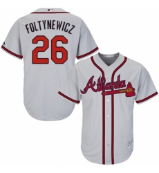 Men's Majestic Atlanta Braves #26 Mike Foltynewicz Replica Grey Road Cool Base MLB Jersey
