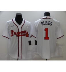 Men's Nike Atlanta Braves #1 Ozzie Albies White Game Authentic Jersey