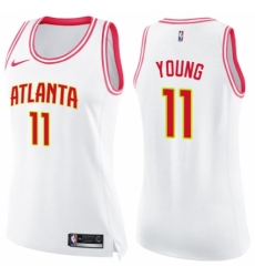 Women's Nike Atlanta Hawks #11 Trae Young Swingman White/Pink Fashion NBA Jersey