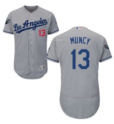 Men's Majestic Los Angeles Dodgers #13 Max Muncy Grey Road Flex Base Authentic Collection 2018 World Series MLB Jersey