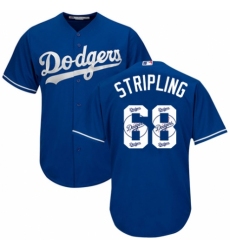 Men's Majestic Los Angeles Dodgers #68 Ross Stripling Authentic Royal Blue Team Logo Fashion Cool Base MLB Jersey