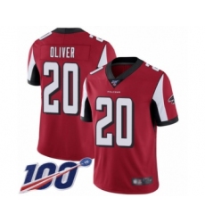 Men's Atlanta Falcons #20 Isaiah Oliver Red Team Color Vapor Untouchable Limited Player 100th Season Football Jersey