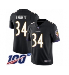 Men's Baltimore Ravens #34 Anthony Averett Black Alternate Vapor Untouchable Limited Player 100th Season Football Jersey