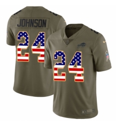 Men's Nike Buffalo Bills #24 Taron Johnson Limited Olive/USA Flag 2017 Salute to Service NFL Jersey